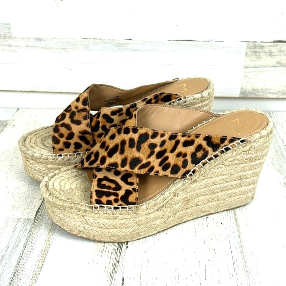 Mark Fisher Womens 8.5 cheetah calf fur and leather espadrilles new leather